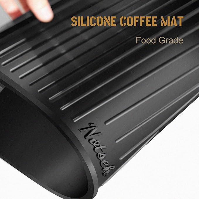 Silicone Coffee Mat for Breville 870/880, 13.78 x 13.78inch, 0.24in Raised Lip Spill-proof, Under Coffee Maker, Coffee Pot Bar Station for Countertop Kitchen, Black