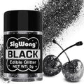 Black Edible Glitter - 5g Food Grade Cake Decorating Shimmering Glitter, Edible Sprinkle Luster Dust for Drinks, Chocolates, Fondant, Strawberries, Cupcakes, Candy, Cookie - Vegan