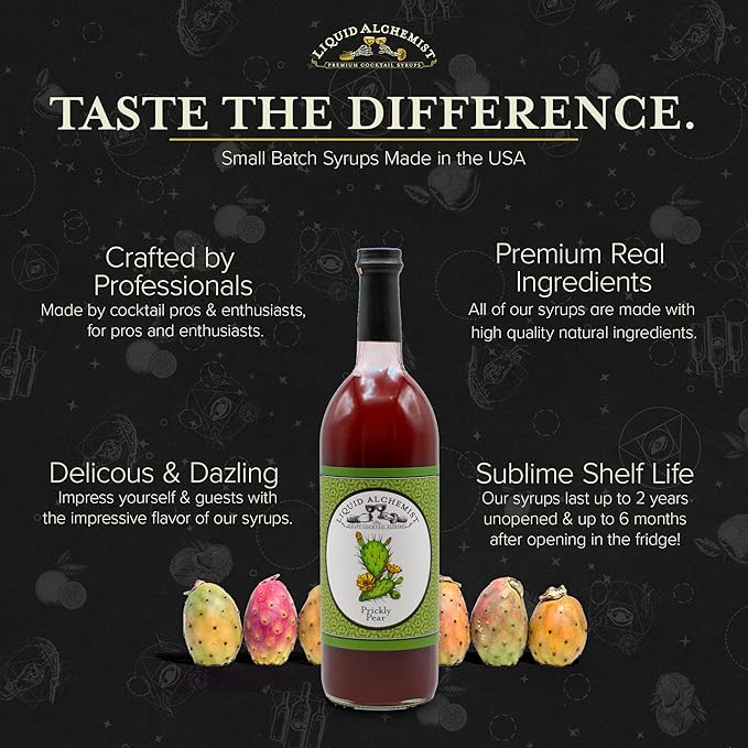 Liquid Alchemist Prickly Pear Syrup for Cocktails - Real Ingredients Make our Mixer Perfect for a Summer Cocktail and Margarita Mix - Vegan & Non-GMO (25 oz)
