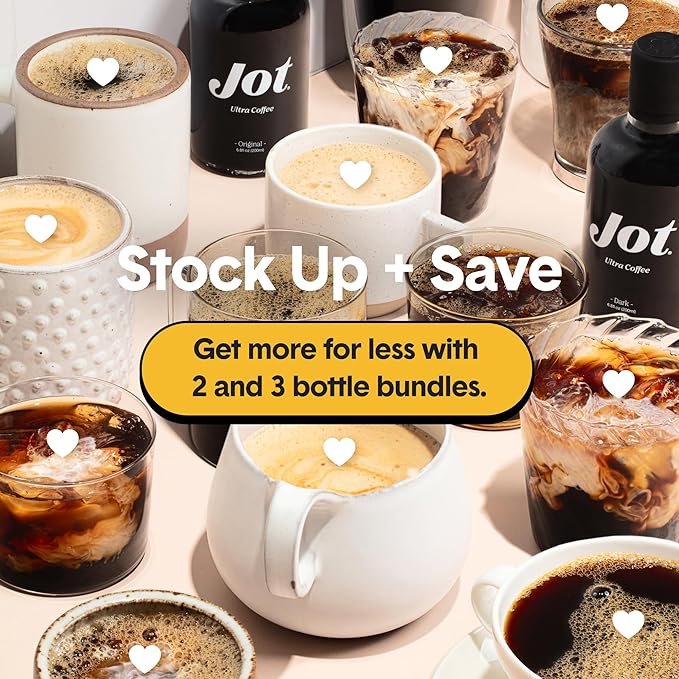 Jot Coffee Concentrate (Original) High Caffeine Cold Brew Coffee Concentrate Liquid for Iced Coffees, Instant Espresso, Hot or Cold Instant Coffees - Makes 14 Cups, 150mg Caffeine/Tbsp, Sugar Free