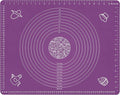 Silicone Baking Mat for Rolling Pastry Dough with Measurements, 25.6 x 17.7 BPA Free Non stick and Non Slip Purple Table Sheet Baking Supplies for Bake Pizza Cake