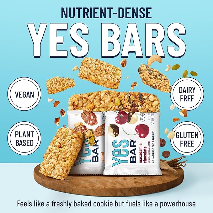 The YES Bar – Six Flavor Variety Pack – Plant Based Protein, Decadent Snack Bar – Vegan, Paleo, Gluten Free, Dairy Free, Low Sugar, Healthy Snack, Breakfast, Low Carb, Keto Friendly (Pack of 6)