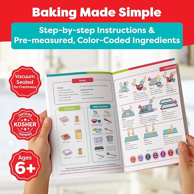 Baketivity Pretzel & S’mores Sandwich Cookies Baking Kit Bundle for Kids – DIY Cooking Set with Pre-Measured Kosher Ingredients, Decorating Supplies, Illustrated Recipes & Video Guides – Ages 6-12+