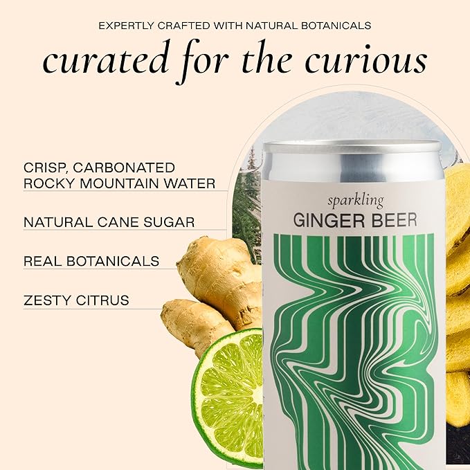 Strongwater Sparkling Ginger Beer - 12 Pack Cans (8.4 Fl Oz Each) - Premium Craft Cocktail Mixer Made with Filtered Rocky Mountain Water & Ginger Root - Real Cane Sugar, No Artificial Flavors