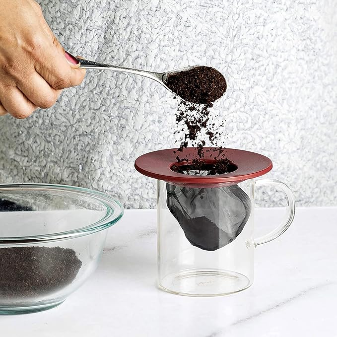 Primula Brew Buddy Portable Pour Over, Reusable Fine Mesh Filter, Dishwasher Safe, Single Serve Coffee or Tea at Any Strength, Ideal for Travel or Camping, Red, 2-Pack (Pack of 6)