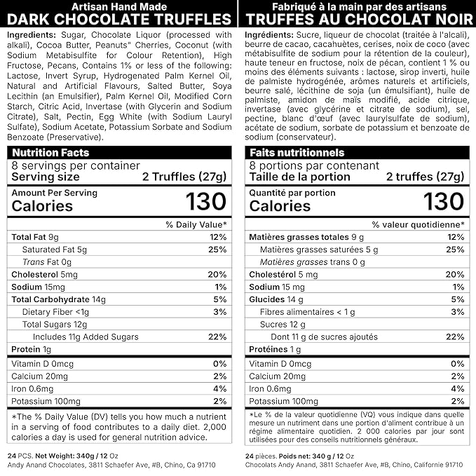 Andy Anand Chocolatier Luxurious Dark Chocolate Truffles Gift Box - Handmade Gourmet Chocolate Assortments, Gluten Free chocolate Perfect_gifts for her & for birthday Gifts & wedding gifts (24 Pcs)