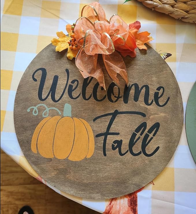 Fall Stencils for Painting on Wood 12” Happy Thanksgiving Stencil Hello Pumpkin Autumn Stencils for Painting on Porch Wall Fabric Wreath