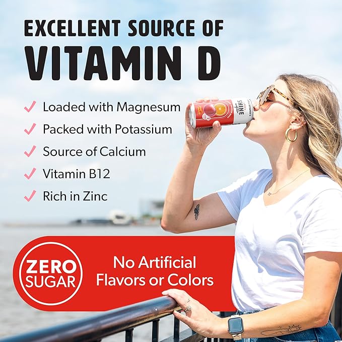 ShineWater Fruit Punch Vitamin D Electrolyte Drink | Zero Sugar Hydration Beverage with Magnesium, Zinc & Antioxidants | Low Calorie Plant-Based Vitamin Water | 12 Pack