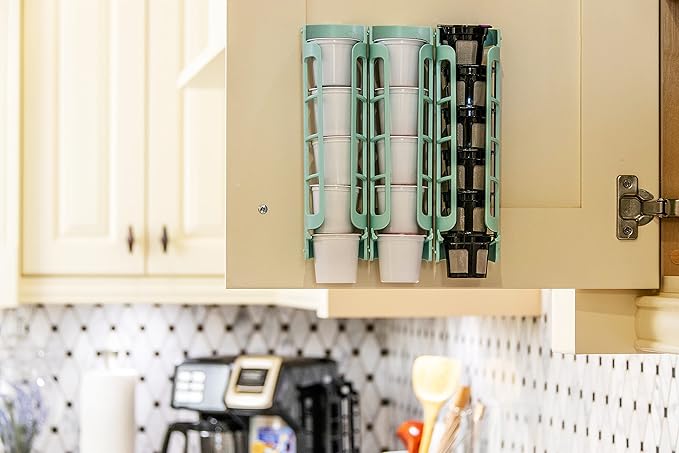 STORAGENIE K Cup Holder for Keurig K-cup,Coffee pod Storage, Side Mount | Wall Mount, Perfect for Small Counters (3 Rows/For 15 K Cups, OASIS BLUE)