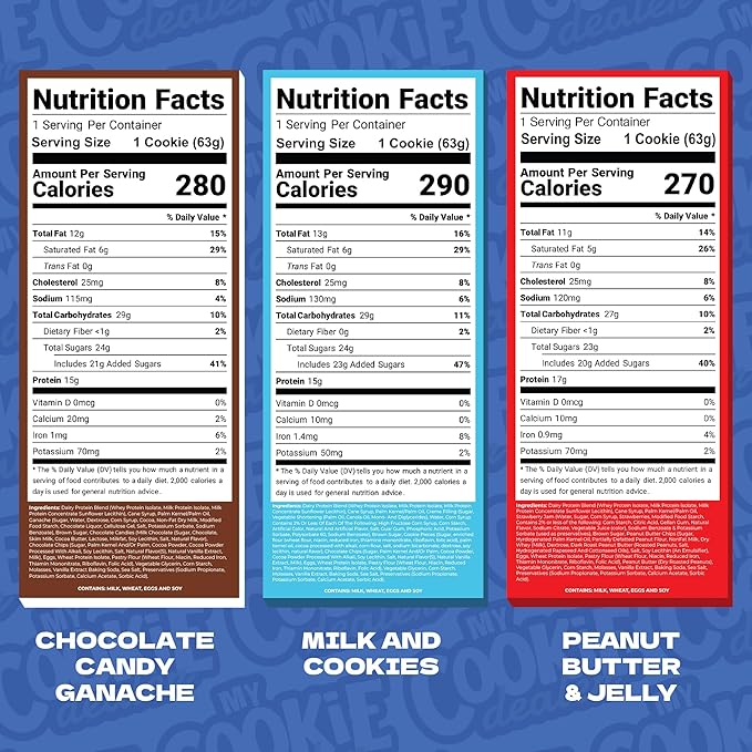 My Cookie Dealer Protein Cookies, Variety Pack (5-Pack, 2.2oz Each) - 15-17g of Protein per Cookie - Individually Wrapped Travel Snacks