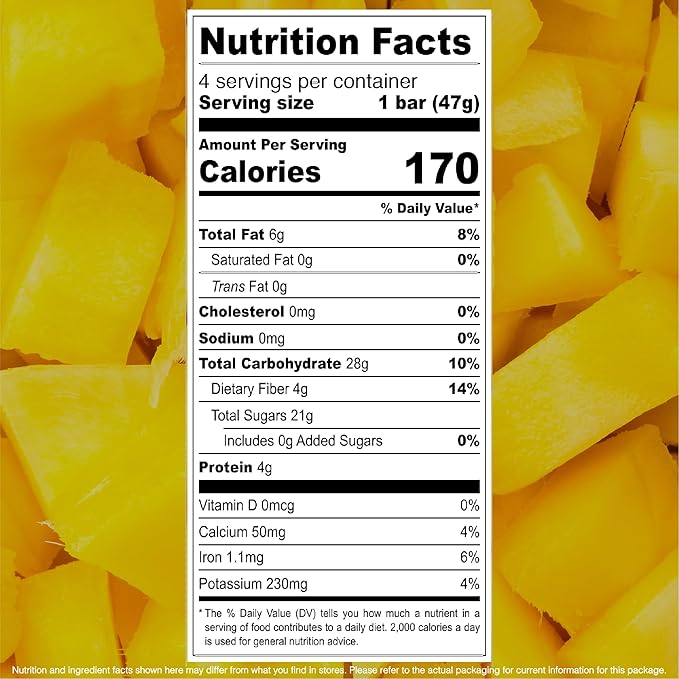 JONESBAR (Mango Almond, 4 Count (Pack of 1)), USDA Organic Fruit & Nut Bar, Non-GMO, Kosher, Vegan, Gluten Free, Simple Snack Bar