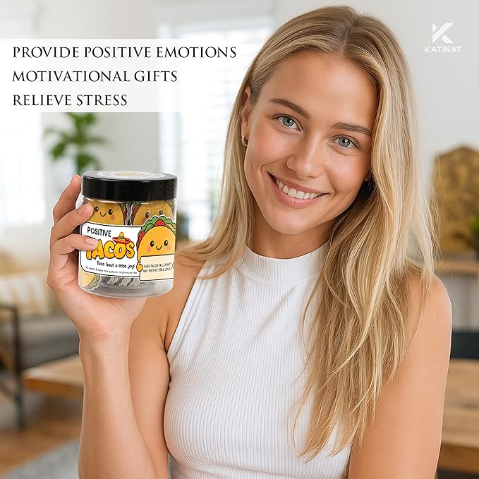 Emotional Support Taco Jar- 60 Funny Affirmation Cards Birthday Christmas Gifts for Women Men Teens Stocking Stuffers Teen Girls Son Mom Dad Daughter Sister Friend Coworkers Teachers Gifts