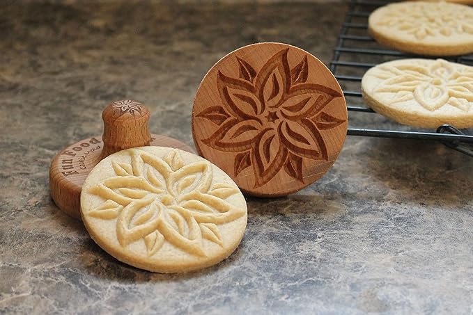 Wood Cookie Stamp, 2.5 Inch (Poinsettia CS-014)