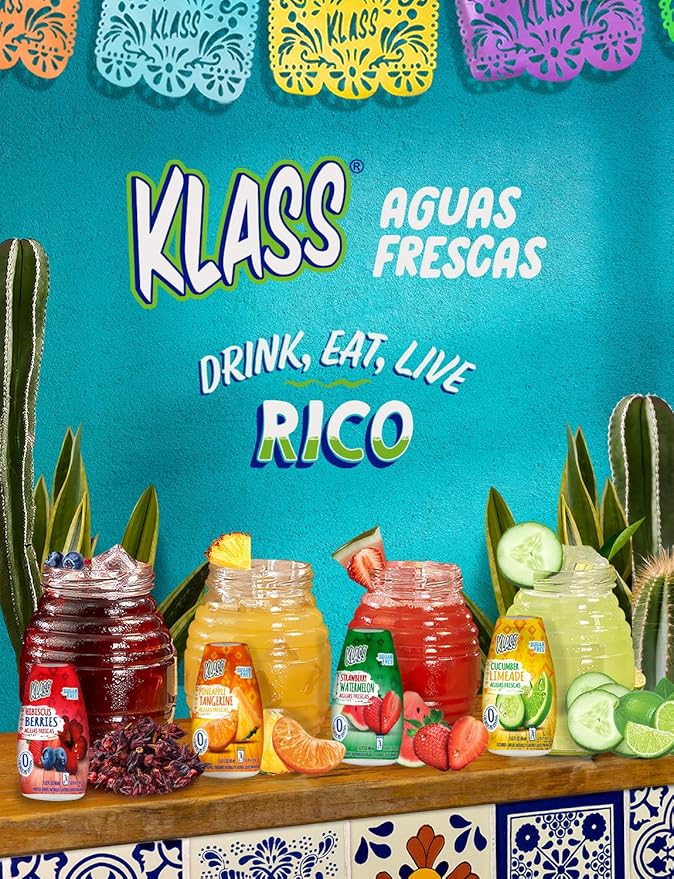 Klass Aguas Frescas | Liquid Water Enhancer | Sugar Free Naturally Flavored Strawberry Watermelon | Keto Friendly |1.62 Oz Pack of 4 (Makes 24 servings each) 0 Calories Per Serving