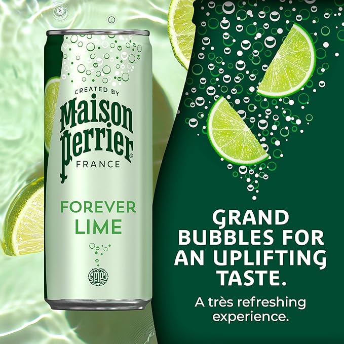 Maison Perrier Forever Lime Flavored Sparkling Water, 11.15 Fl Oz Cans, 8 Count, 3 Pack