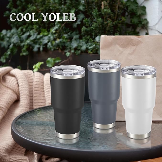 30 oz Tumbler with Lid Stainless Steel Tumblers Bulk Vacuum Insulated Cup Reusable Powder Coated Travel Mug Double Wall Leak Proof Cups Keep Cold Drinks for 12 Hours Gray, Set of 12