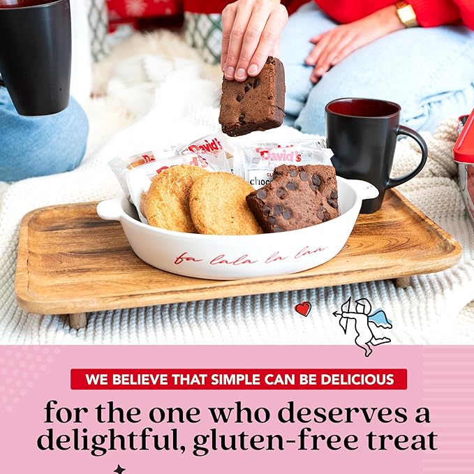 David’s Cookies Gluten Free Assorted Cookies and Brownies Bucket Sampler - Comes in a Love-Themed Decorated Bucket 1.3Lbs - Freshly Baked Gourmet Cookies Gift For Your Loved Ones (Roses Not Included)