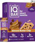 IQBAR Brain and Body Plant Protein Bars - Almond Butter Chip - 12-Count - Keto, Vegan, Low Carb, High Fiber, Gluten Free, Dairy Free, Low Sugar Snack with Nutrients for Focus, Energy, Meal Replacement