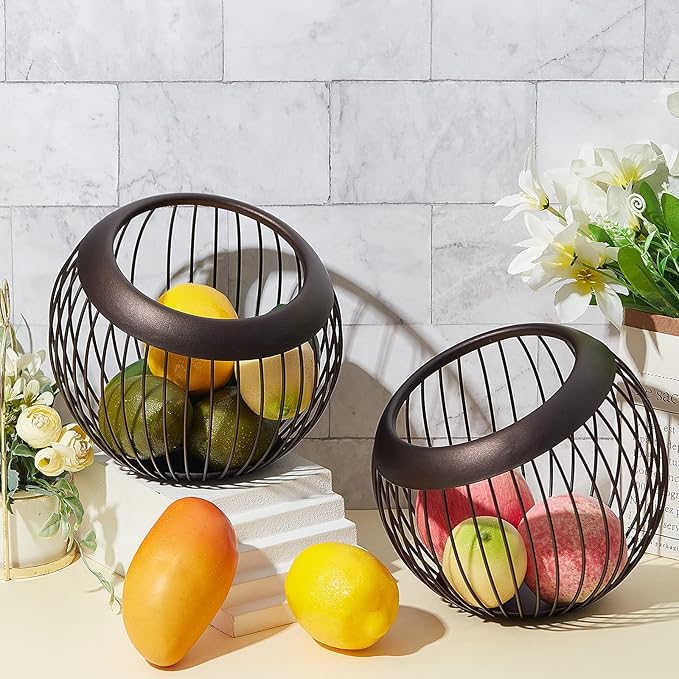 2 Pieces Coffee Pods Holder Large Capacity Coffee Pod Baskets Stainless Steel Cup Organizer Sturdy for Espresso Capsule Pot Storage Metal Wire Fruit Bowl Snack Storage(Dark Brown)