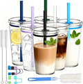 Clear Tumbler Cup, 16 oz Plastic Iced Coffee Cup with Lid and Straw, 6 Pack, Reusable and Dishwasher Safe, for Gatherings and Outdoor Adventures (6, Solid Color)