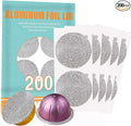 CAPMESSO Aluminum Foils Lids to Reuse Vertuoline Capsules Coffee Pods Compatible with Nespresso VertuoLine Machine 64mm(200/package)