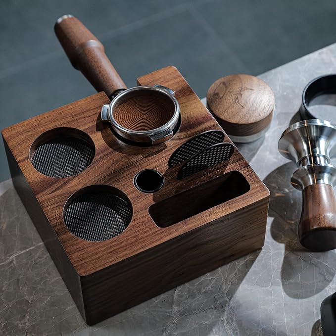 58mm Espresso Accessories Kit Includes Coffee Tamper, Distribution Tool, Tamping Box, Puck Screen, Portafilter Funnel for Perfect Espresso Shots
