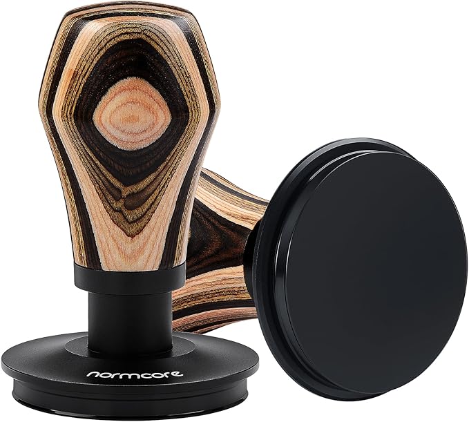 Normcore 53.3mm Coffee Tamper V4.1, Spring Loaded Tamper with Titanium PVD Coating Flat Base, Espresso Tamper Fits 54mm Breville Sage Portafilters, Colorful Wood Handle