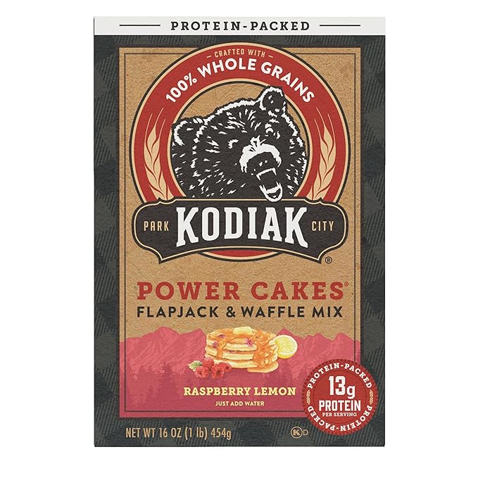Kodiak Cakes Power Cakes, Pancake & Waffle Mix, Raspberry Lemon, High Protein,100% Whole Grains (Pack of 6)