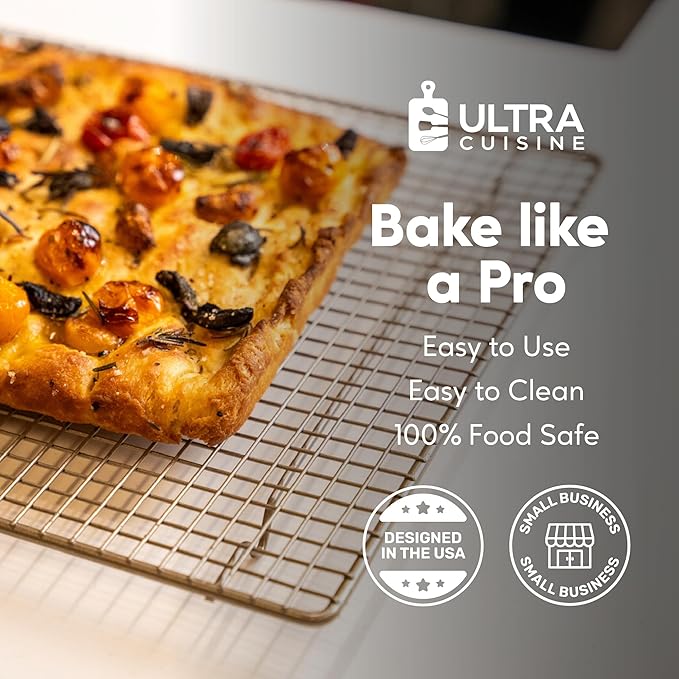 Ultra Cuisine Heavy Duty 100% Stainless Steel Cooling Rack for Cooking and Baking - Baking Rack & Wire Cooling Rack - Fits Half Sheet and Quarter Sheet Pans - 11.5''x16.5'' & 8.5''x12''