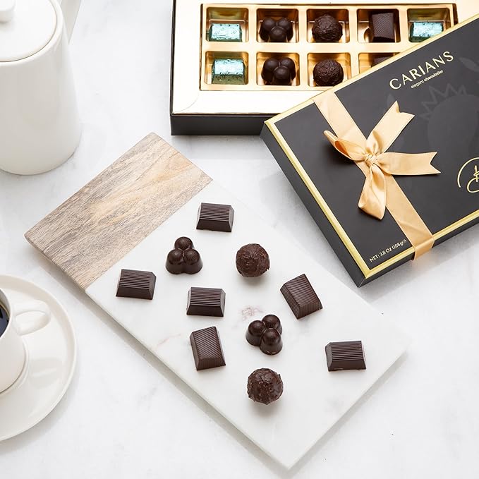 CARIANS Assorted Gourmet Chocolate Truffles Box, Luxury Candy Gift Basket with Dark, Milk & Hazelnut Truffles, Great For Gift Giving, Anniversary, Thanksgiving, Christmas