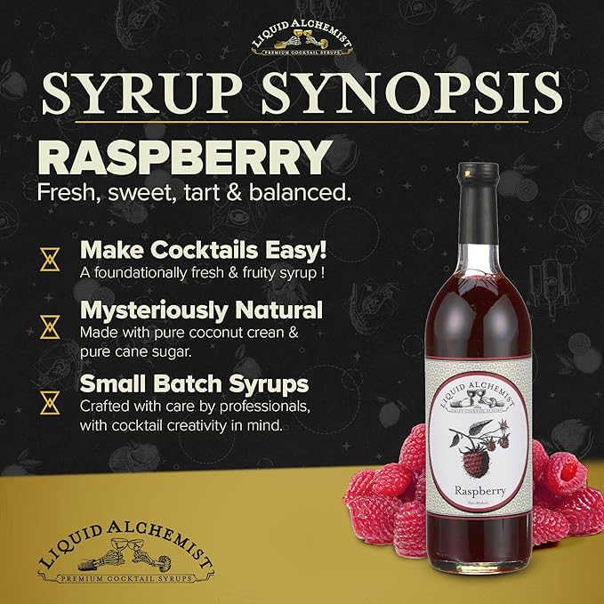 Liquid Alchemist Raspberry Syrup for Drinks - Real Ingredients Make our Raspberry Puree for Drinks the Perfect Drink Mixer - Our Cocktail Syrup is Non-GMO & Vegan (25 oz)