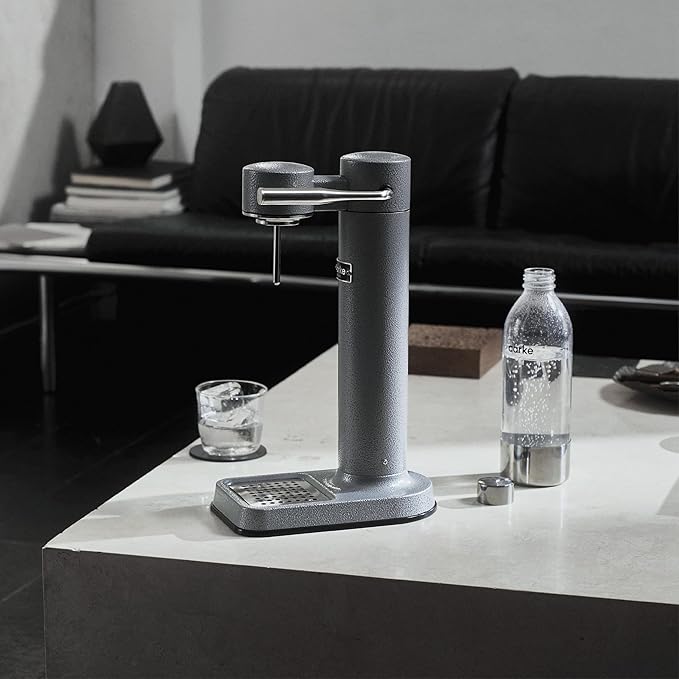 Aarke Carbonator lll, Sparkling & Carbonation Water Machine, Stainless Steel with PET BPA-Free Reusable Bottle Volume 1L/34 fl oz (Hammertone Grey)