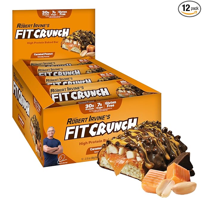 Fit Crunch Full Size Protein Bars (12 Bars, Caramel Peanut)