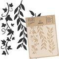 NAKLEO DIY Reusable Plastic Stencil - 15x21cm / 5.8” x 8.3” - Leaves Mini Border - Art Craft Wall Painting Pattern Template Scrapbooking Decoupage - Fabric Furniture Wood