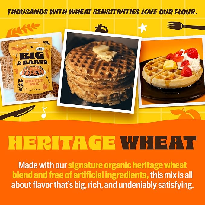 Sunrise Flour Mill Big & Baked Waffle Mix | 2 LB | Organic Heritage Wheat | Light, Crisp & Flavorful | Easier to Digest than Modern Wheat | No Artificial Ingredients | Non-Aluminum Baking Powder