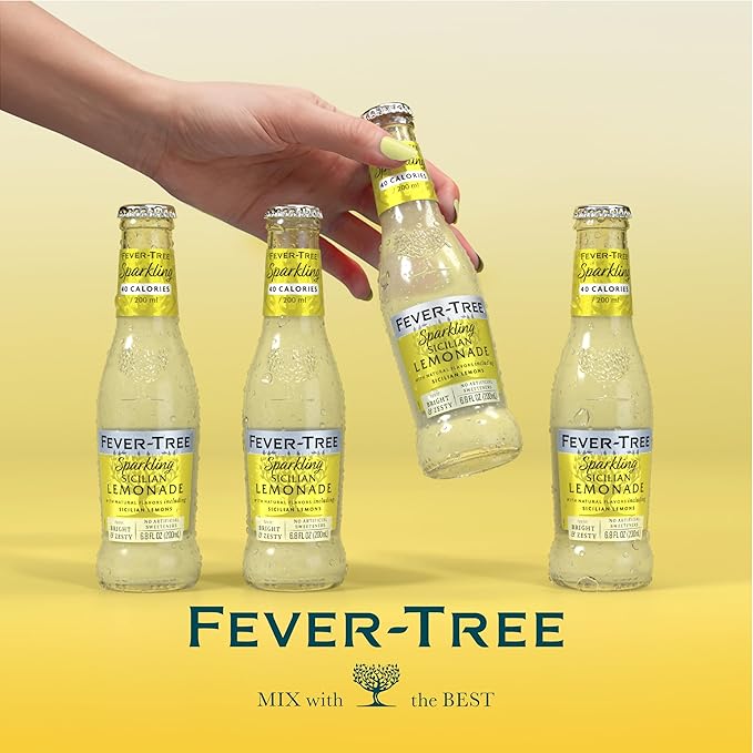 Fever-Tree Sparkling Sicilian Lemonade - Premium Quality Mixer - Refreshing Beverage for Cocktails & Mocktails. Naturally Sourced Ingredients, No Artificial Sweeteners or Colors - 6.8 Fl Oz Bottles - Pack of 24