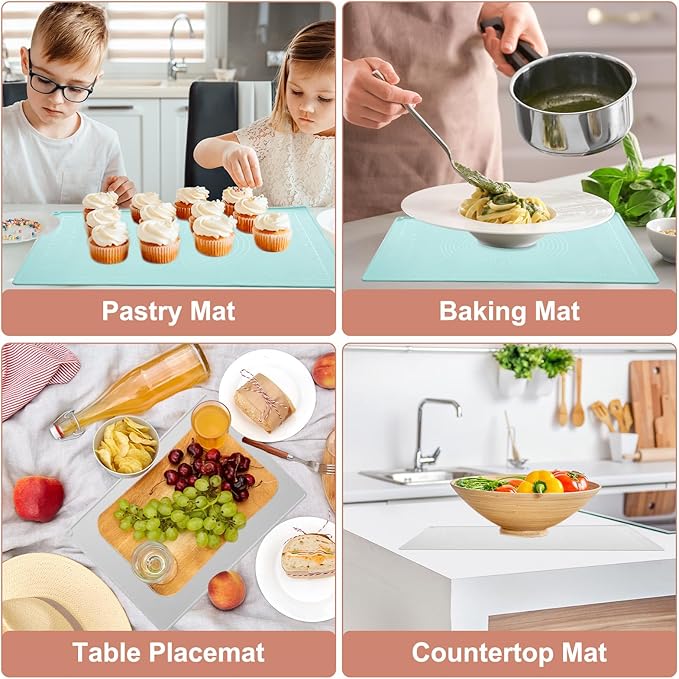 uxcell Silicone Pastry Mat, 31.5" x 23.6" Silicone Baking Mat with Measurements, Non-Stick Dough Rolling Mat for Making Pastry Cookies Bread Pizza Purple