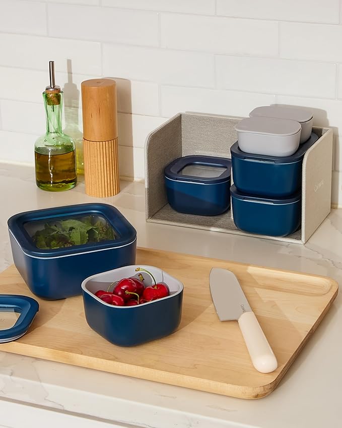 Caraway 25pc Glass Food Storage Set - Glass Storage Containers for Food - Non-Toxic Ceramic-Coated Glass - Air Release Technology - Compact & Stackable Design - Perracotta