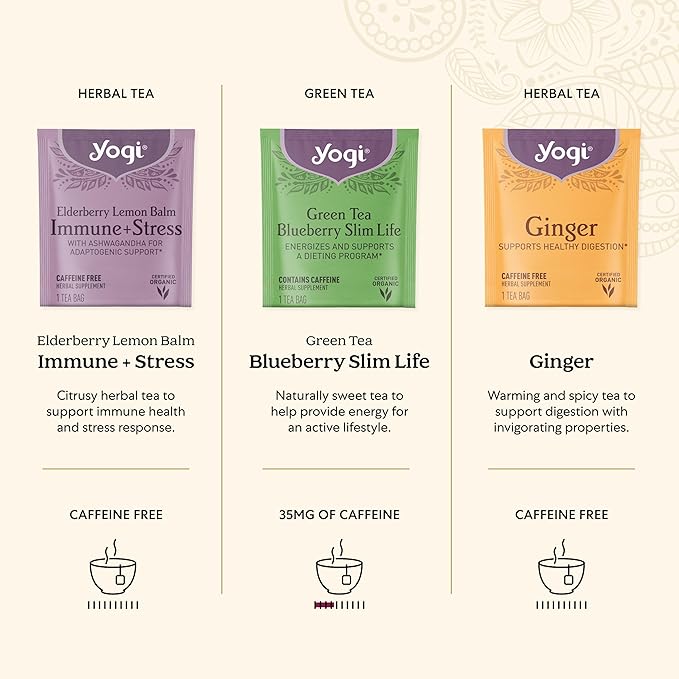 Yogi Organic Tea Sampler Gift Box (45 Tea Bags) Assorted Delicious Wellness Blends - 9 Favorite Herbal, Green & Black Varieties