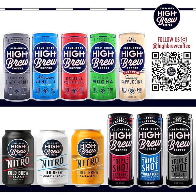 High Brew Coffee, Triple Shot Espresso, Cold Brew Coffee, 11 Fl Oz, Ready-To-Drink (Pack of 12)