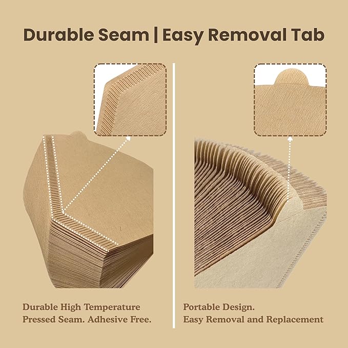 #4 Coffee Filters, 100 Count, Fits Ninja and Cuisinart 8-12 Cup Coffee Makers, Natural Unbleached Paper, No Blowout Design, Compatible with Pour Over Cones