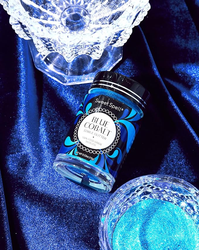 Sweet Spell Edible Glitter (15g) - Shimmer Sparkles for Drinks, Cakes, Cocktails - 100% Edible & Food Grade Glitter, Vegan, Gluten-Free (Blue)
