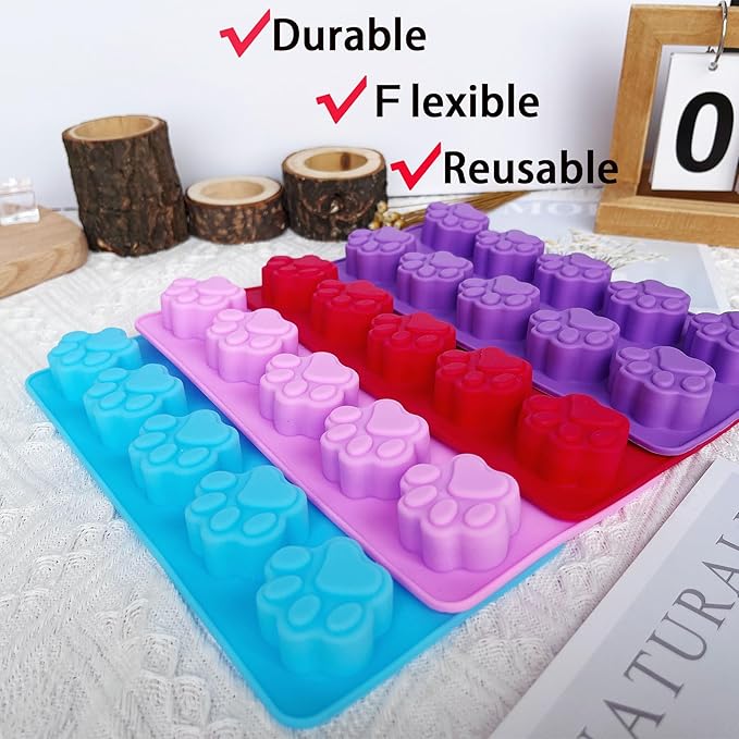 8PCS Silicone Molds Puppy Dog Paw and Bone Shape, Reusable Silicone Chocolate Molds, Non-Stick gummy molds, Dog Treat Molds, Used for Chocolate, Candy,Pudding, Jelly,Ice Cube,Biscuits