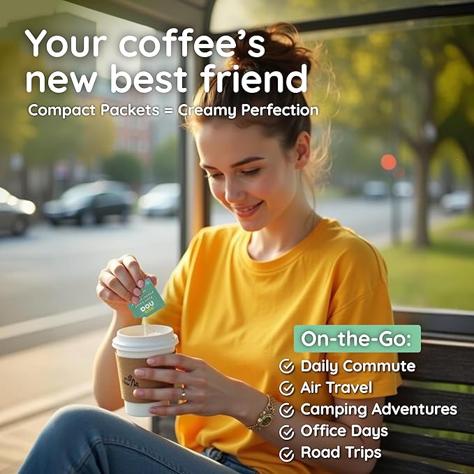 NOA Plant-Based Powder Creamer - Dairy-Free Coconut & Dulce de Leche Flavor, No Sugar, Vegan, Keto-Friendly, Instant Non-Dairy Coffee Enhancer, 30 Sachets of 4g
