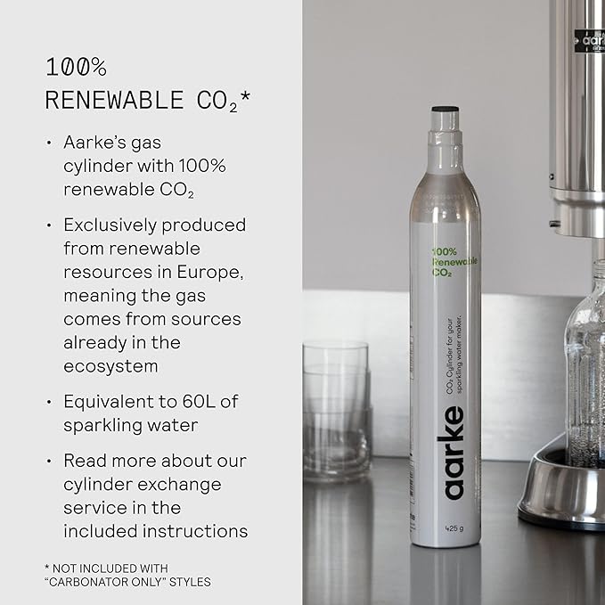 Aarke Carbonator Pro, Sparkling & Carbonation Water Machine, Stainless Steel with Glass Reusable Bottle Volume 800 mL/27 fl oz (Sand)