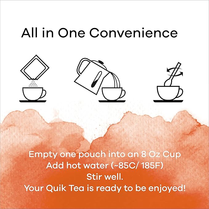 QuikTea Turmeric Ginger Unsweetened Chai Tea Latte – 10 Count, Bold Turmeric Ginger Flavor, no preservatives, No Sugar Added – Just Add Hot Water