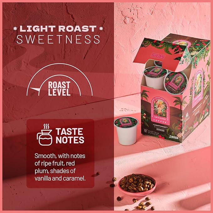 Dios Mio Coffee by Sofia Vergara, Light Roast, K-Cup Pods, 44 Count, (2 Boxes of 22 K-Cup Pods)