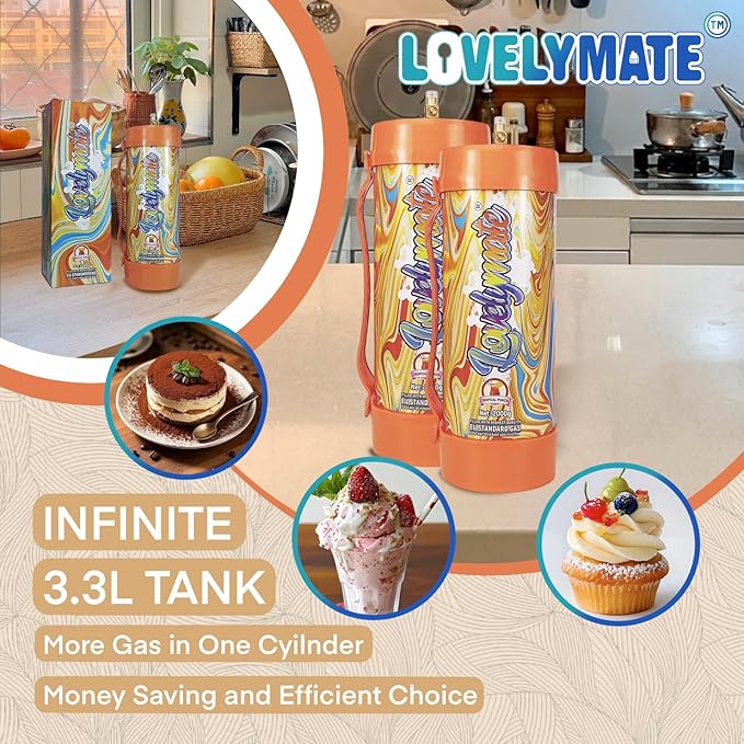 Whipped Cream Charger Tank 3.3L 2000G Whip Cream Charger Cylinder Food Grade Flavored (Tips Included) (4, Tropical Punch)