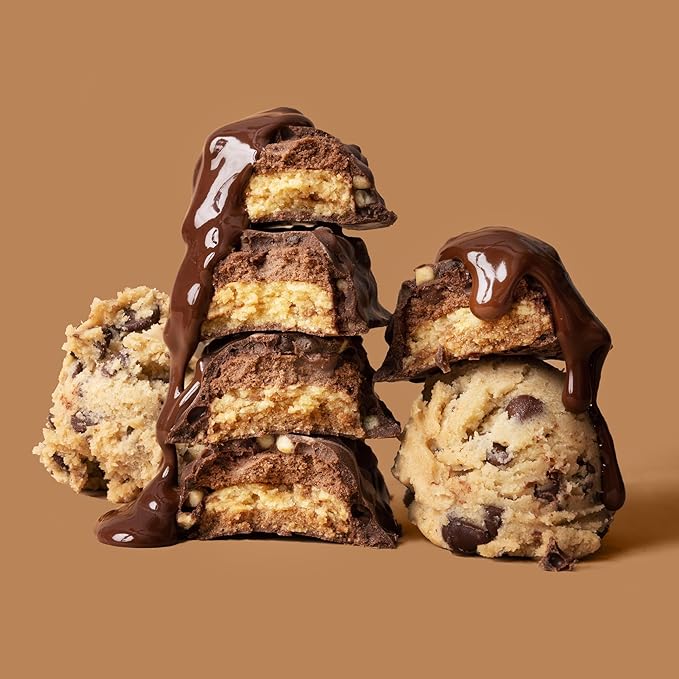 FITCRUNCH Snack Size Protein Bars, 6-Layer Baked Bar, 3g of Sugar, Gluten Free & Soft Cake Core (9 Bars, Chocolate Chip Cookie Dough)