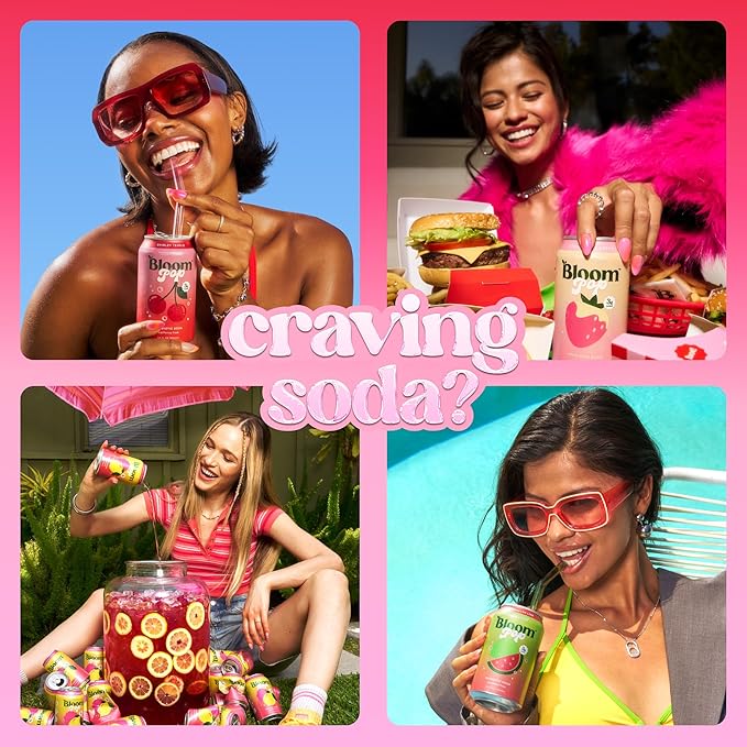 Bloom Pop Prebiotic Soda 12 Pack, Variety Pack, 12oz Cans | Prebiotic Soda for Gut Health, Low Calorie Soda, No Caffeine, Healthy Soft Drink Alternative